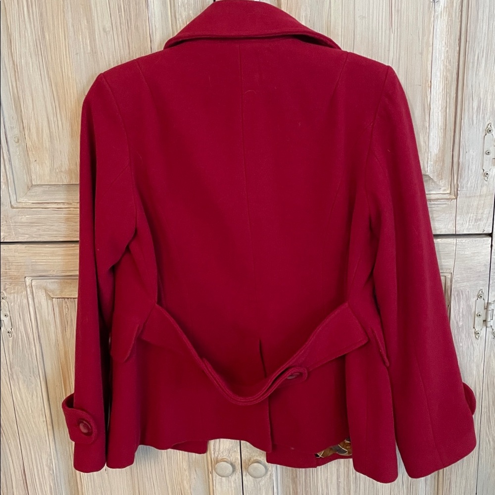 CAbi Red Pea Coat with Colorful Lining - Picture 4 of 5